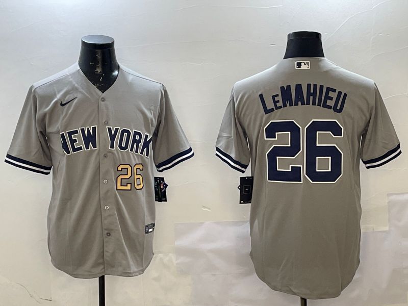 Men New York Yankees #26 Lemahieu Grey Game 2025 Nike MLB Jersey style 2